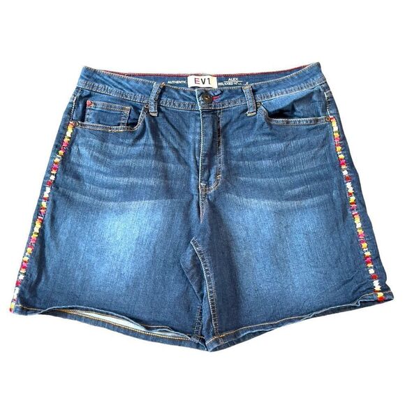 EV1 Pants - EV1 Alex Relaxed Midrise Embroidered Side Denim Shorts Size 8